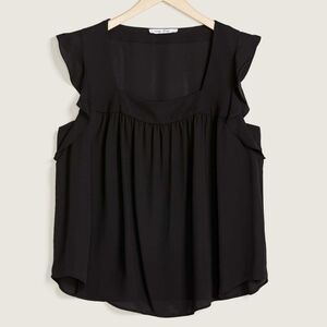 Penningtons Women's Solid Black Tank Top With Ruffles - Size 2X